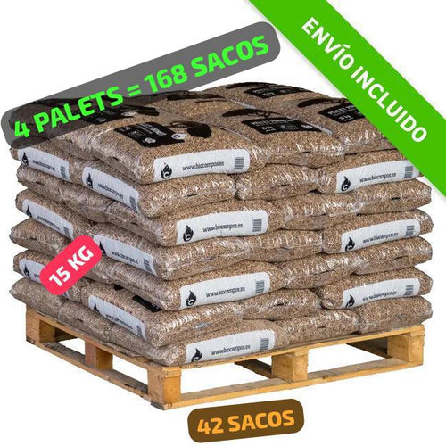 4 Palet de 168 Sacos certificado DIN ENplus A1  PIÑONERO